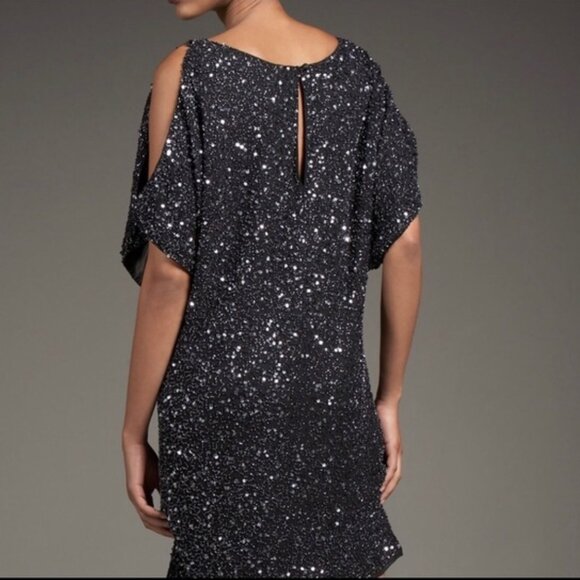Aidan Mattox Cold Shoulder Sequin Dress - Black - Size 14W - Picture 2 of 10